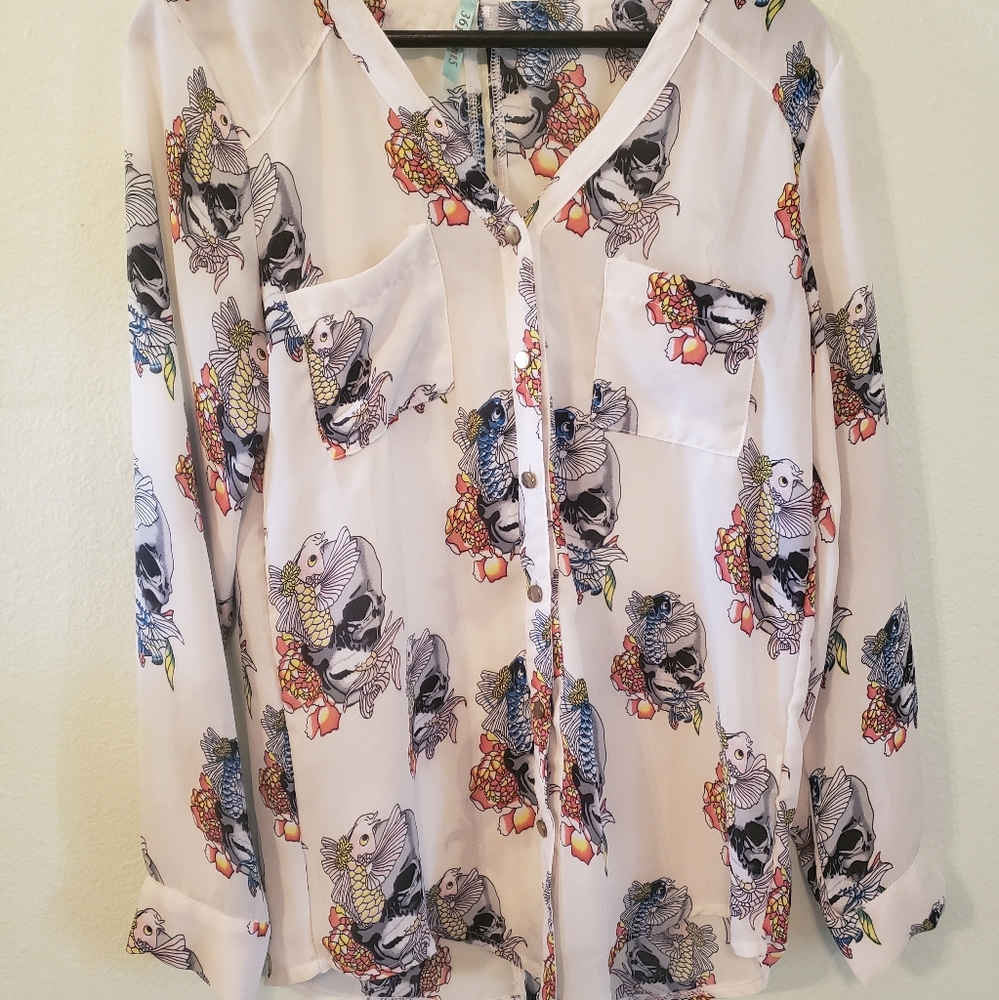 Sheer long sleeve blouse